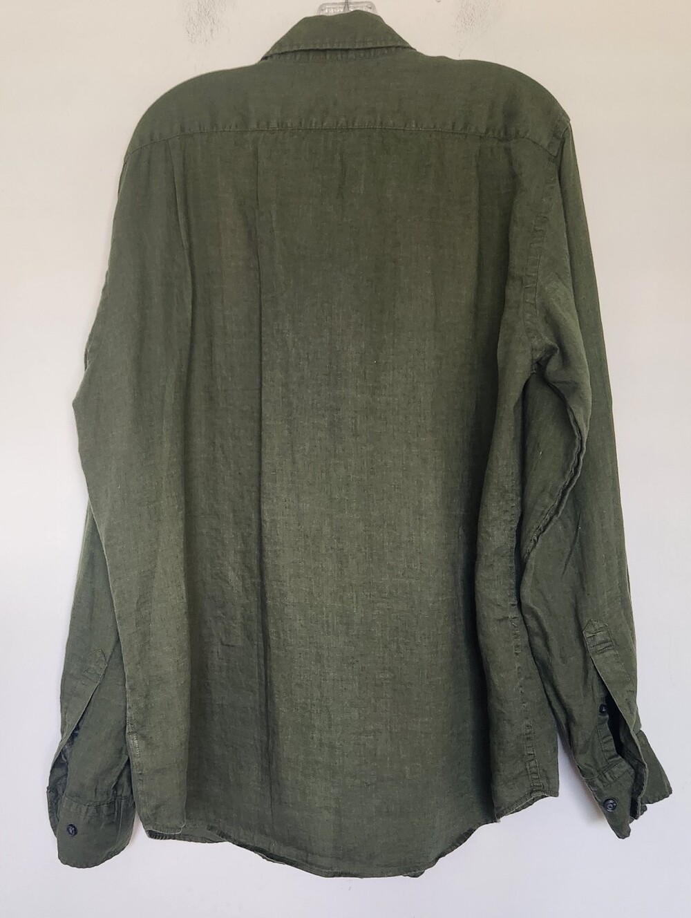 UNIQLO 100% Linen Button-Up Shirt – Men's XL – Olive Green Long Sleeve - Picture 3 of 10